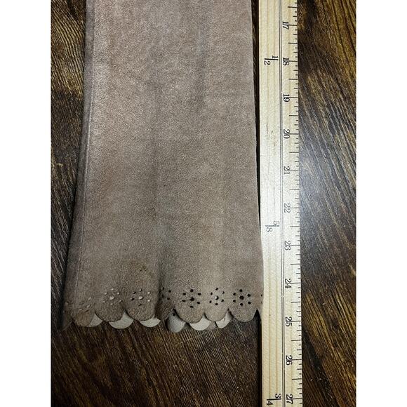 Bebe Jacket Womens Small Pink Genuine Leather Scallop Boho Y2K Tie Front 90s - Picture 12 of 16